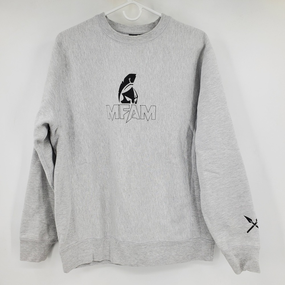 MFAM Nickmercs Spartan Logo‎ Crewneck Sweatshirt Heather Grey Mens Size Medium